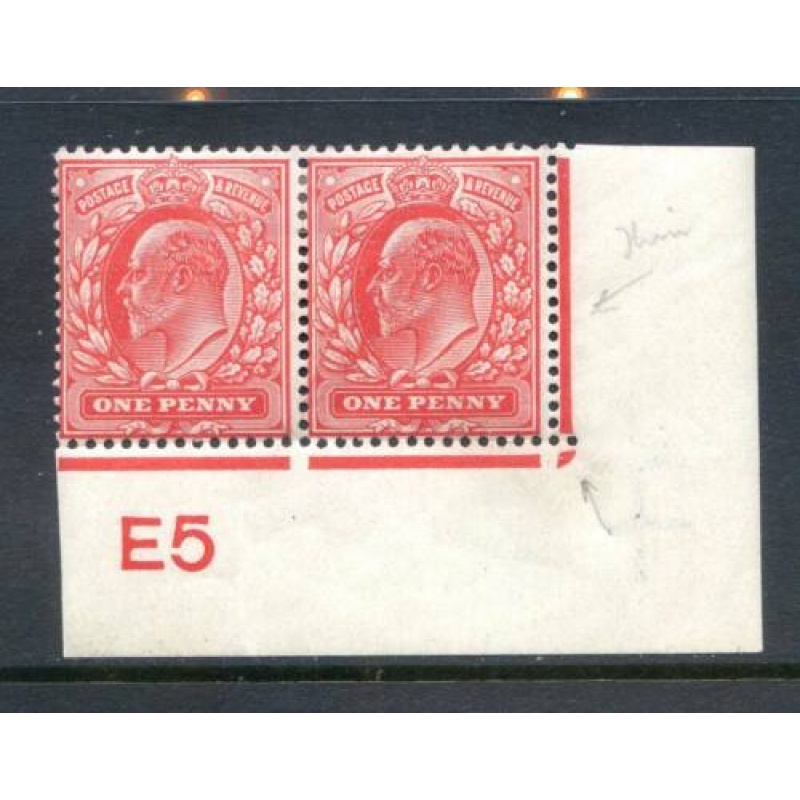 KEV11 1d Scarlet E5 (I) mounted Mint Pair