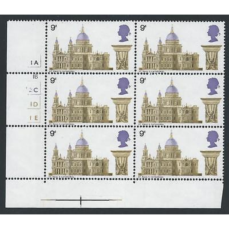 1969 Cathedrals 9d Cylinder Block - MNH