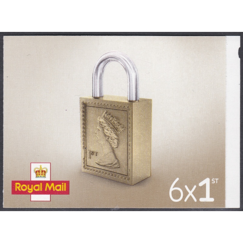 MB17 Gold padlock 6 x 1st stamps barcode booklet - No Cylinder - Unmounted Mint