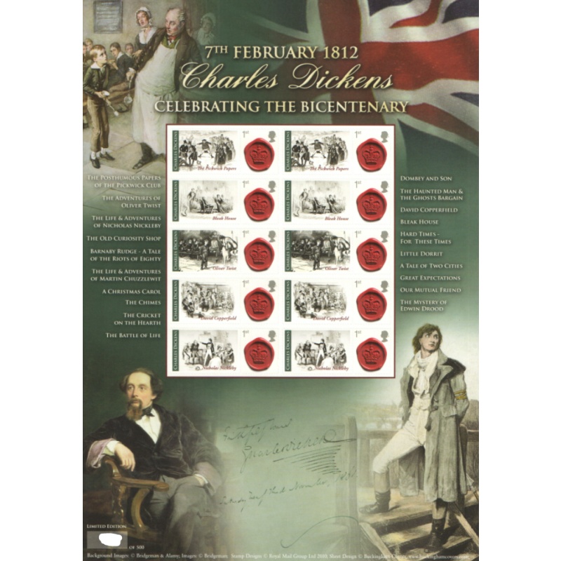 BC-359 2011 Charles Dickens no. 30 Smiler Sheet  UNMOUNTED MINT