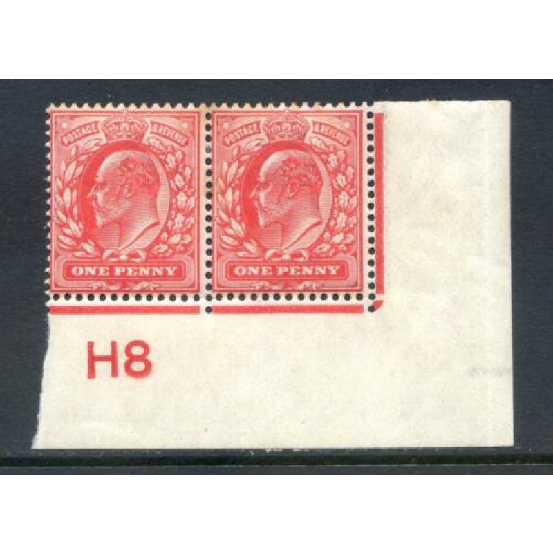 KEV11 1d Scarlet H8 (I) Control Pair mounted Mint