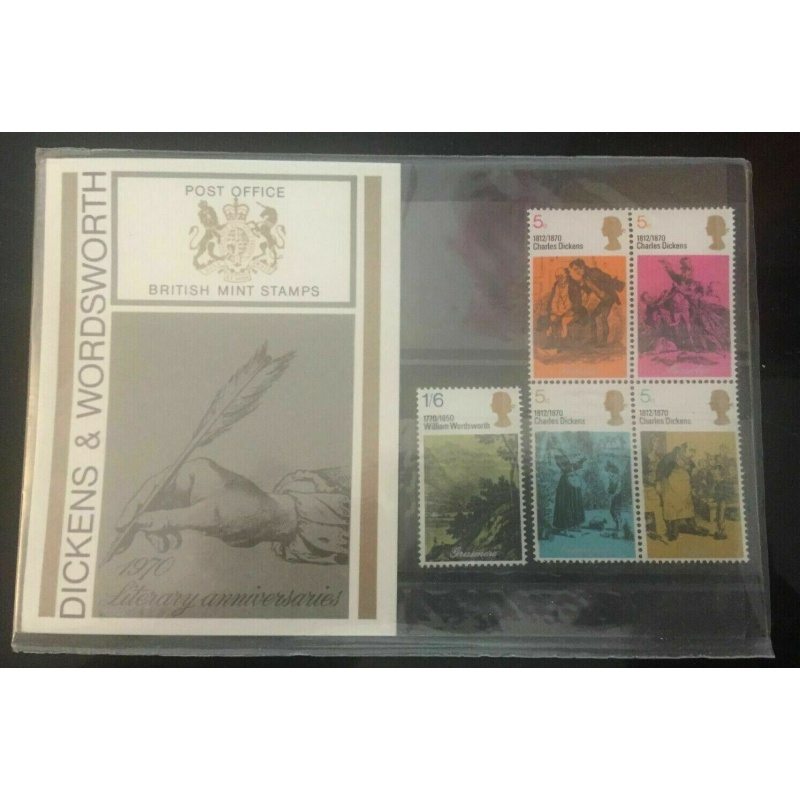 1970 GB Dickens  Wordsworth Presentation pack UNMOUNTED MINT