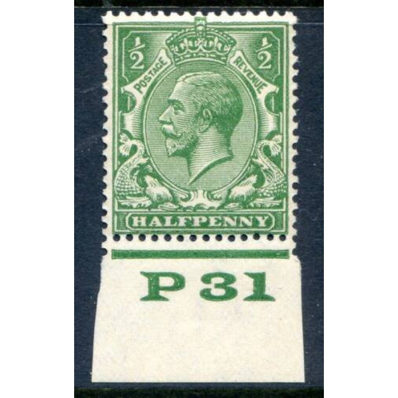 KGV 1 2d Green P31 Control Single Mounted Mint