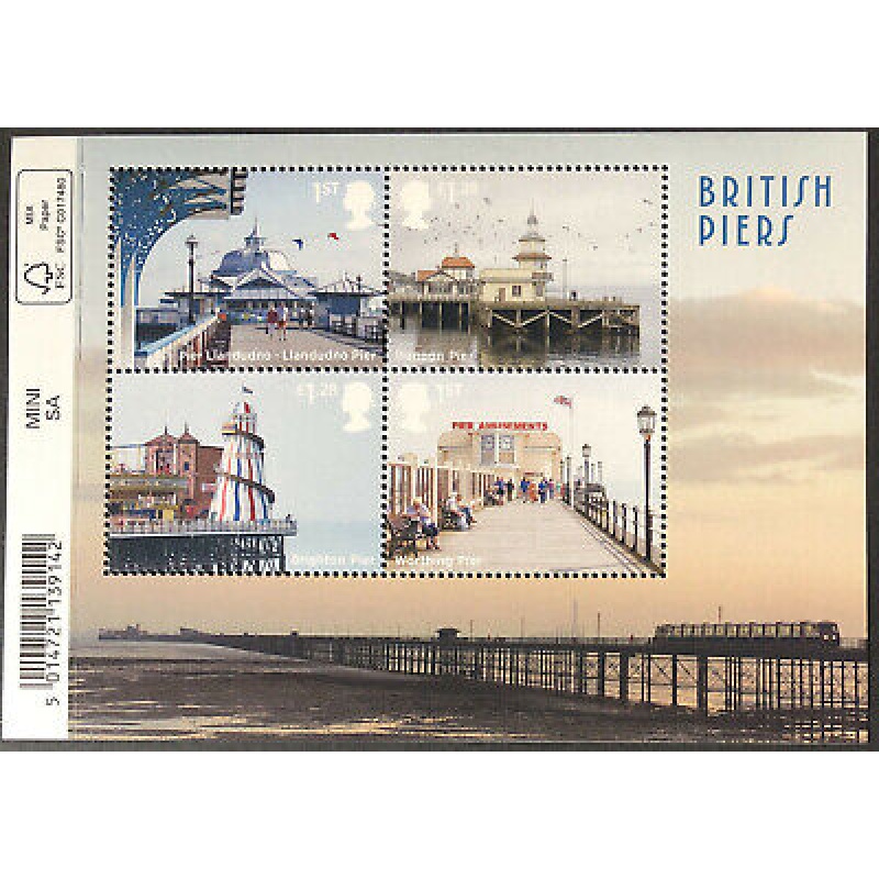 MS3641a 2014 British Piers barcode miniature sheet UNMOUNTED MINT MNH