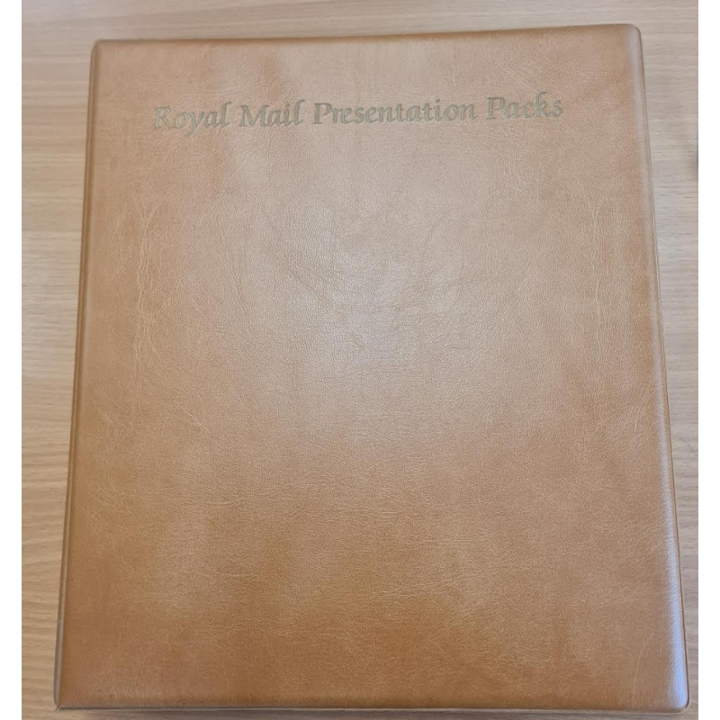 Beige Royal Mail presentation packs 4 ring binder album with 14 pages