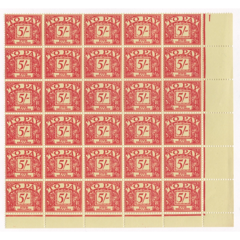 Sg D66wi s ways 5 - Postage due Right lower corner block of 30 UNMOUNTED MINT