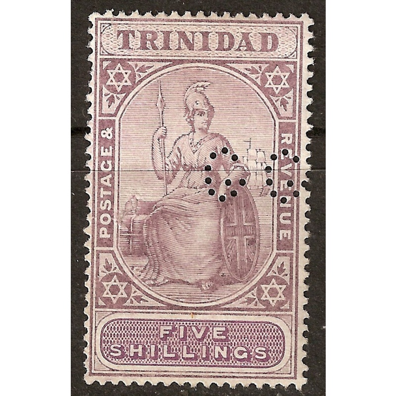 TRINIDAD  TOBAGO Sg155 - 5s. dull purple and mauve Perfin