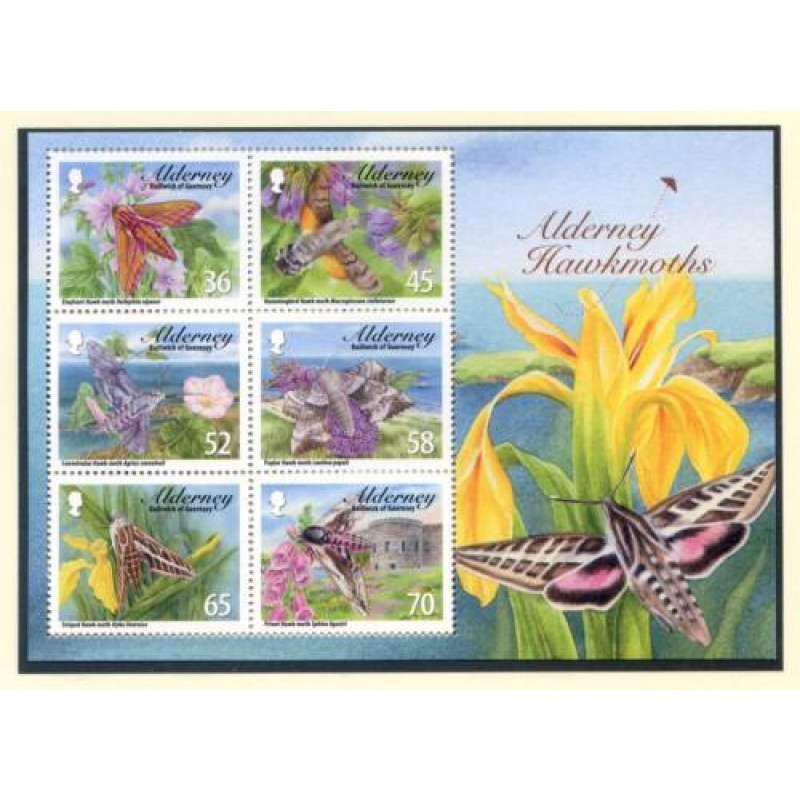 Alderney 2010 Hawk Moths Mini Sheet SGMSA421 Unmounted Mint