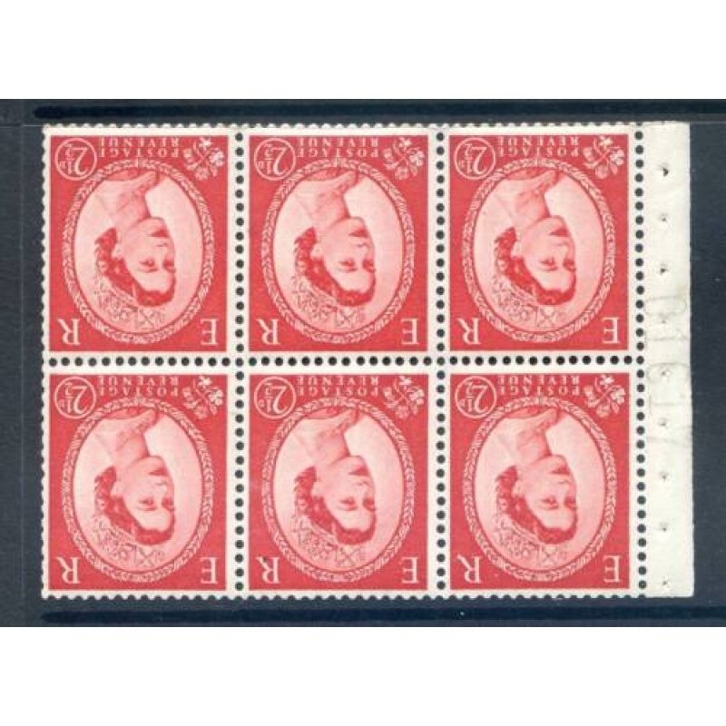 GB 2 1 2d Booklet Pane SGSB80ab Unmounted Mint Block 6