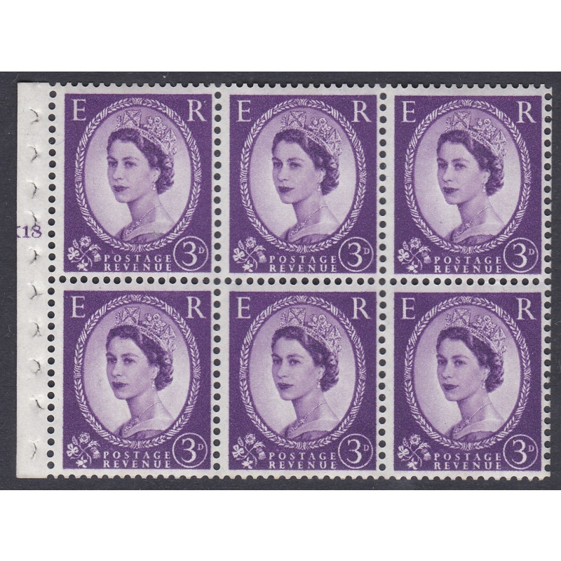 SB104 Wilding booklet pane Phos Violet K18 Top UNMOUNTED MNT