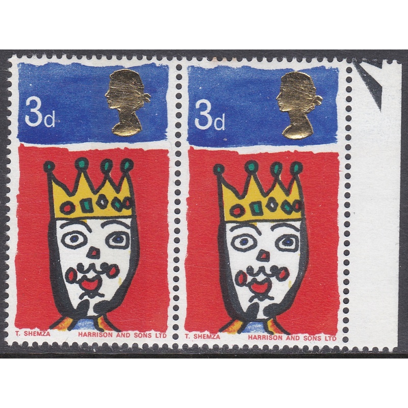 1966 Sg713p 4d Christmas Phosphor Broad Band at left Pair UNMOUNTED MINT