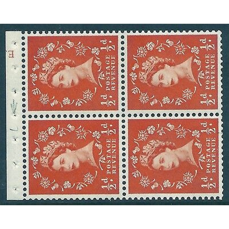 SB11 d Crowns left Cyl E13 Wilding booklet pane perf type I UNMOUNTED MNT MNH