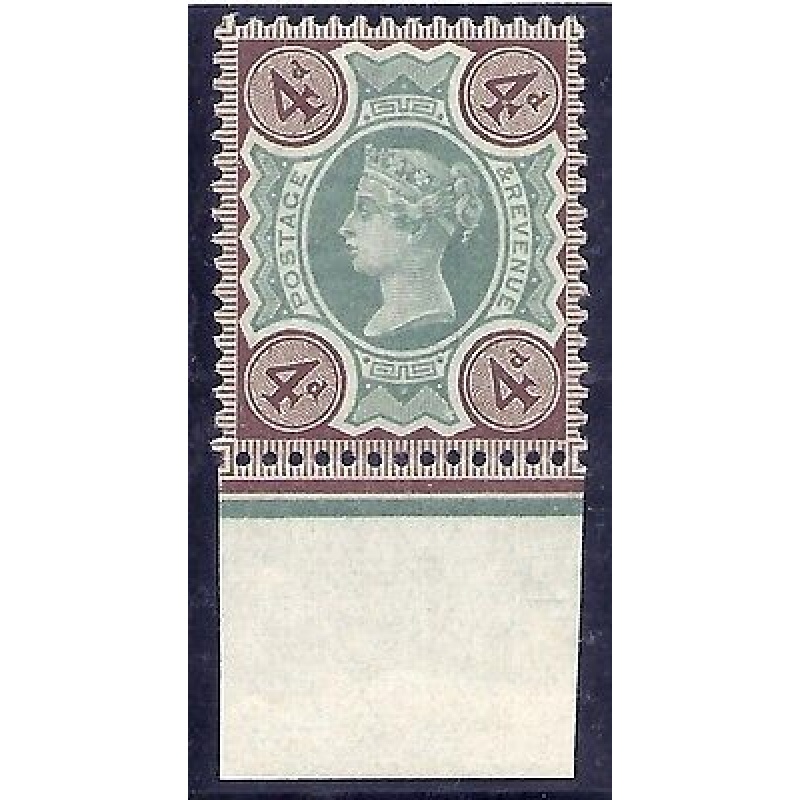 1887 4d Green  Brown Jubilee marginal with 2 unlisted flaws UNMOUNTED MINT MNH