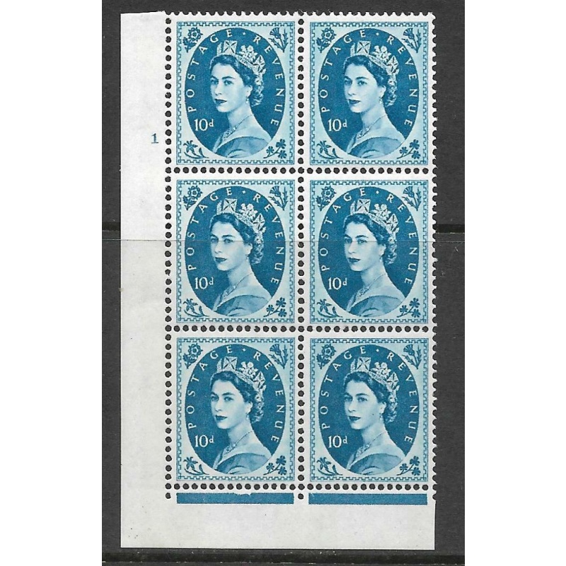 10d Wilding Violet Phos 9.5mm cyl 1 Dot perf type F(L)(I E) UNMOUNTED MINT