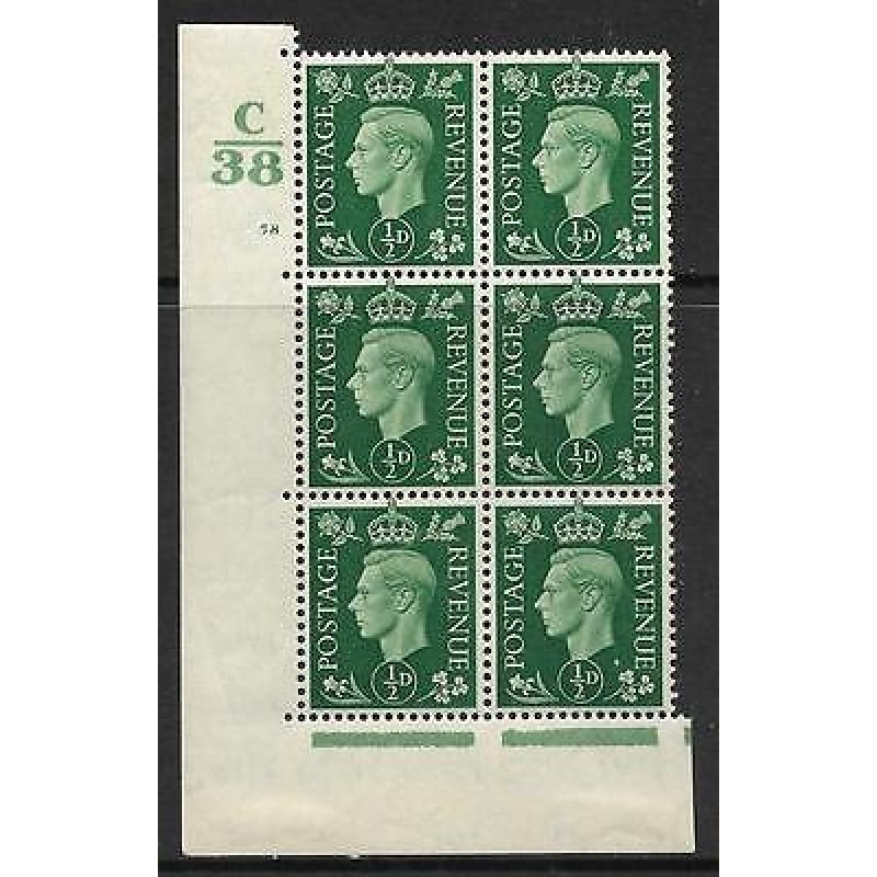 1937 d Green Dark colours C38 58 No Dot perf 5(E I) block 6 UNMOUNTED MINT MNH