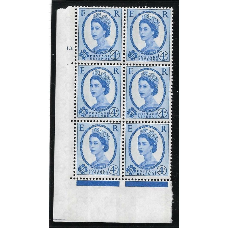 4d Wilding Blue Phosphor on White cyl 13 Dot perf type A(E I) UNMOUNTED MINT