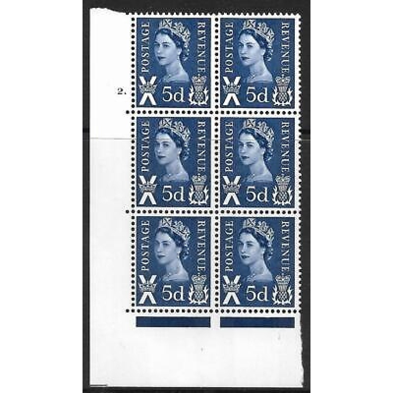 Sg XS15 5d Scotland 2 x 9.5mm Violet Cyl 2 Dot perf A(E I) UNMOUNTED MINT