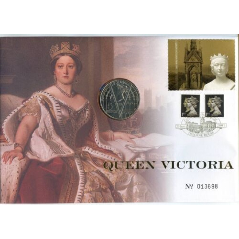 2001 QUEEN VICTORIA 5 Five Pound Coin Cover