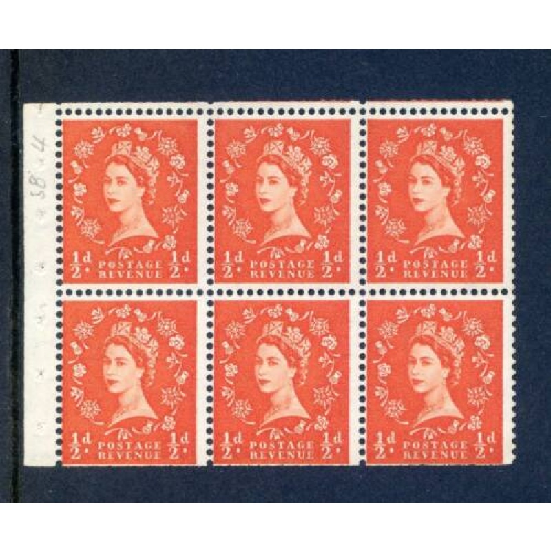 QE2 1 2d Booklet Pane SGSB4 Unmounted Mint