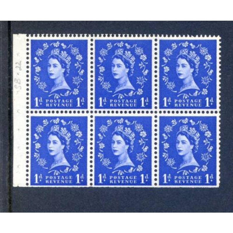 QE2 1d Booklet Pane SGSB26 Unmounted Mint