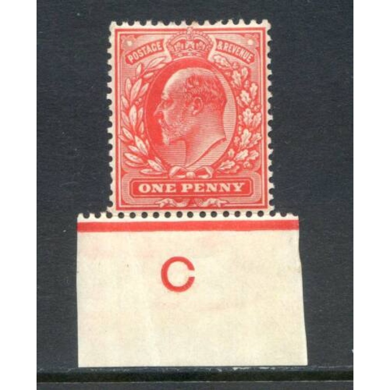 KEV11 1d Scarlet C (I) Control Single mounted Mint