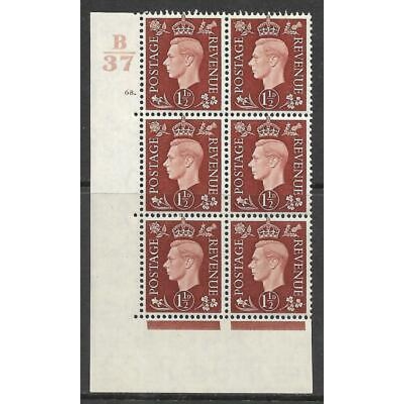 1937 1d Brown Dark colours B37 68 Dot perf 5(E I) block 6 UNMOUNTED MINT MNH