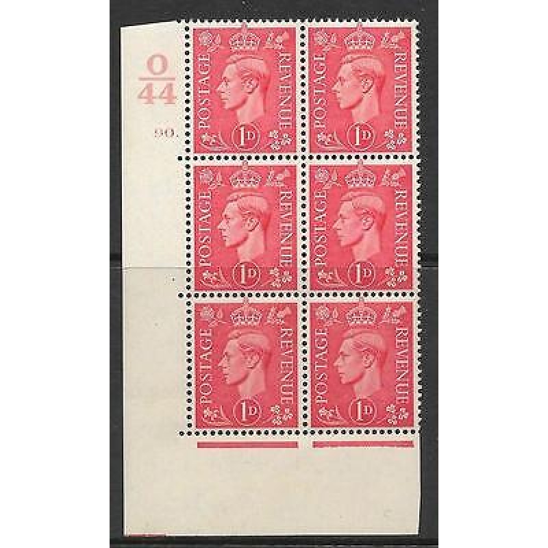 1d Pale scarlet O44 90 Dot cylinder block UNMOUNTED MINT