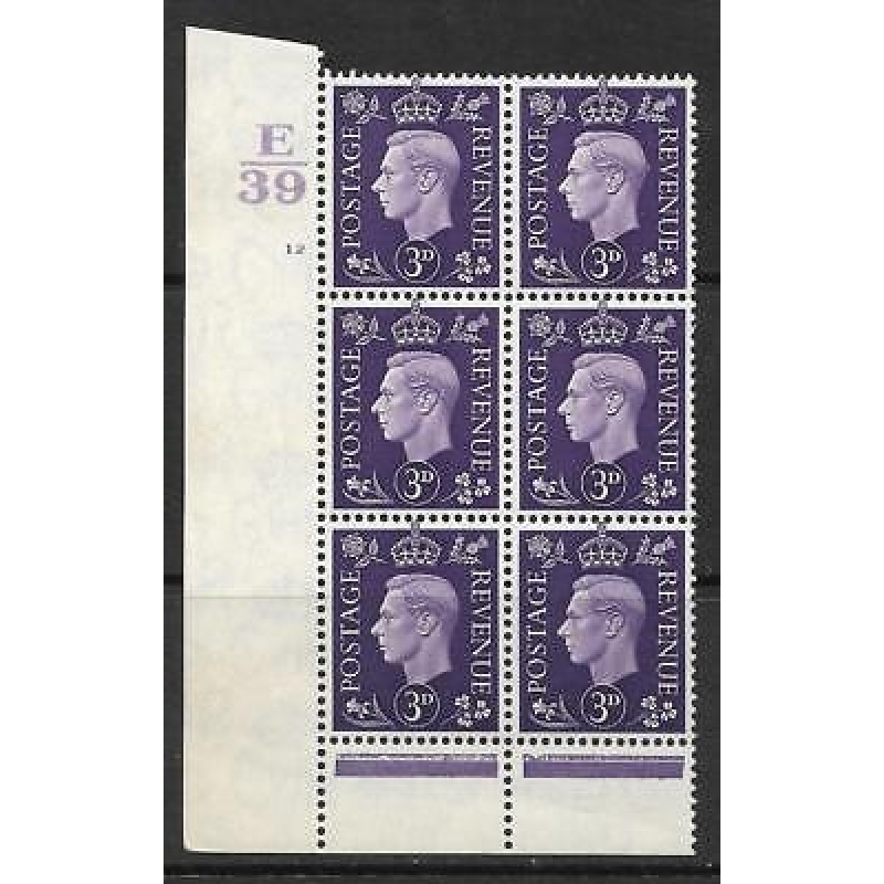 3d Violet Dark colours E39 12 No Dot perf 6(I P) block 6 UNMOUNTED MINT MNH