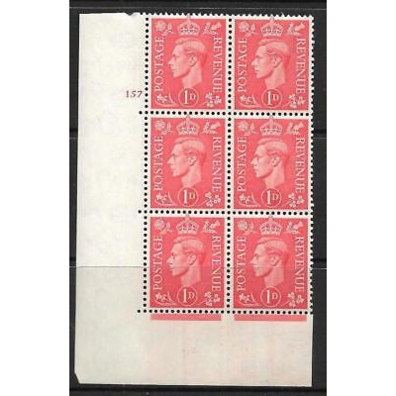 1d Pale scarlet 157 No Dot cylinder block perf 5(E I) UNMOUNTED MINT