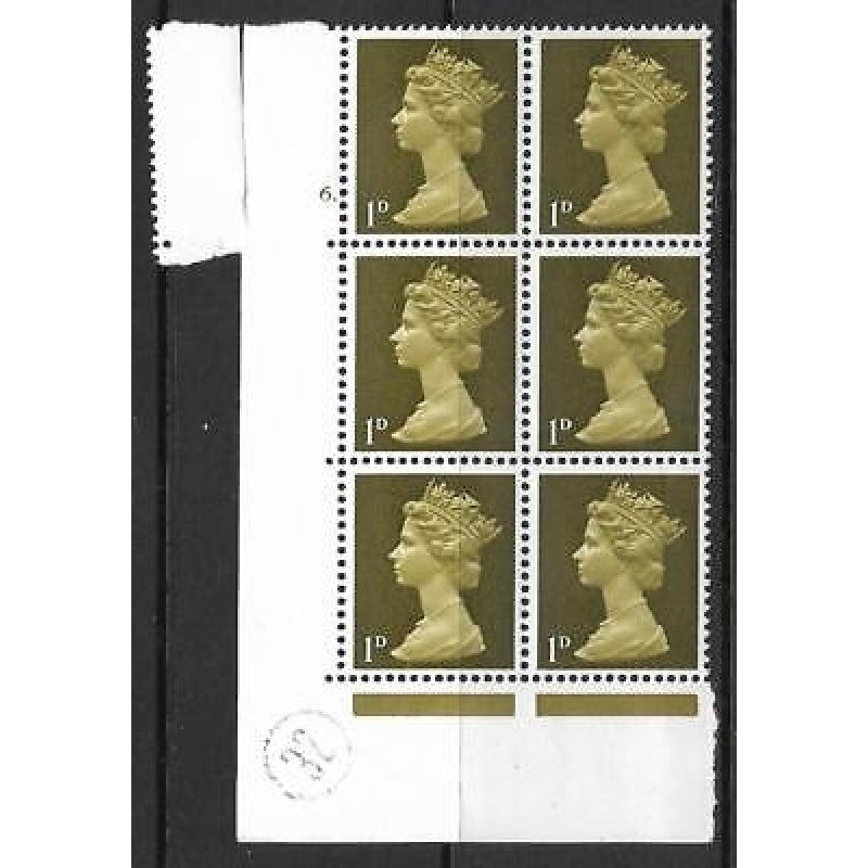 Sg 724 VARIETY Pre-decimal Machin 1d PVA Cylinder 6 Dot UNMOUNTED MINT