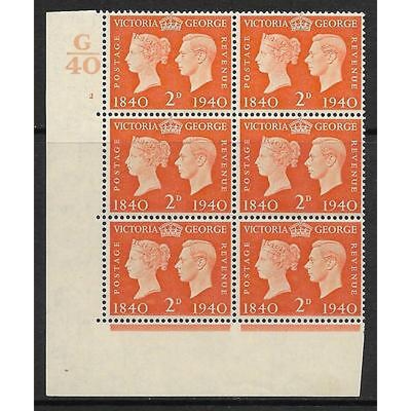 Sg 482 1940 2d Centenary Cylinder G40 2 No Dot UNMOUNTED MINT MNH