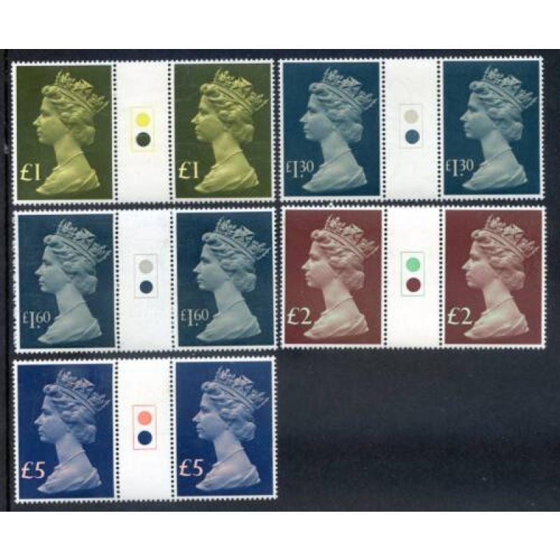 GB 1977 High Values Set Traffic Light Gutter Pairs SG1026 1028 Unmounted Mint