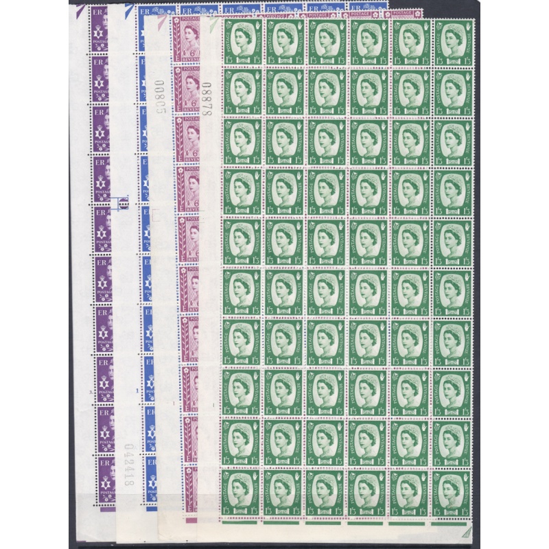 Northern Ireland Cylinder Blocks in 1 4 sheets - set of 4 - 3d 4d 6d 1 3 - U M