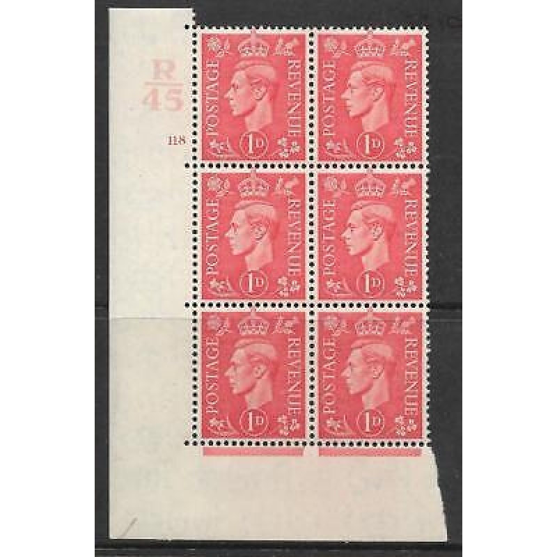 1937 1d Red R45 118 No Dot perf 5(E I) block 6 UNMOUNTED MINT MNH