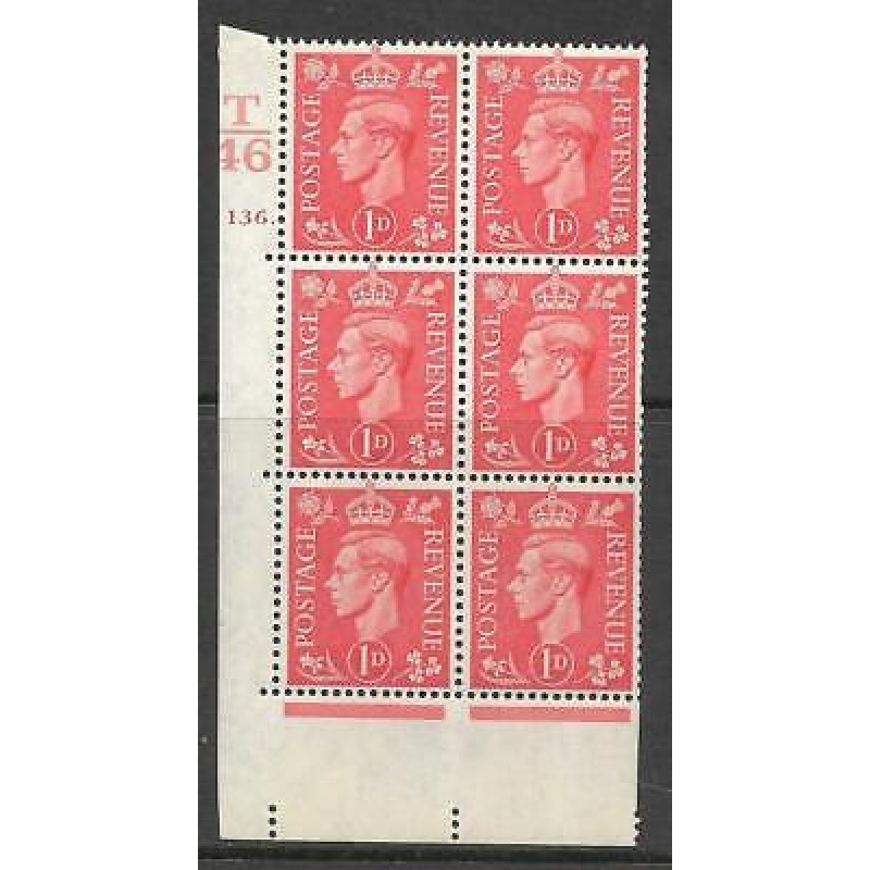 1d Pale scarlet T46 136 Dot cylinder block UNMOUNTED MINT