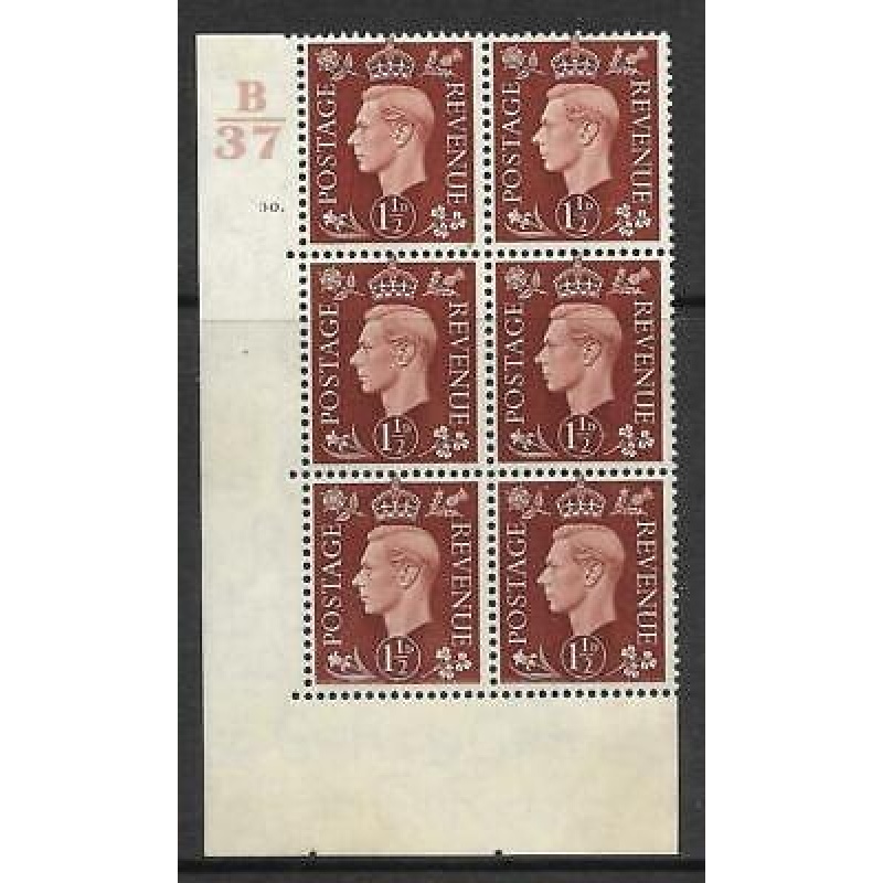 1937 1d Brown Dark colours B37 30 Dot perf 5(E I) block 6 UNMOUNTED MINT MNH