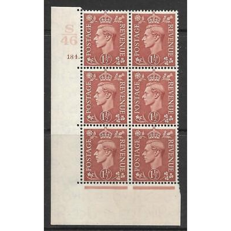 1937 1d Brown S46 184 Dot perf 5(E I) block 6 UNMOUNTED MINT MNH