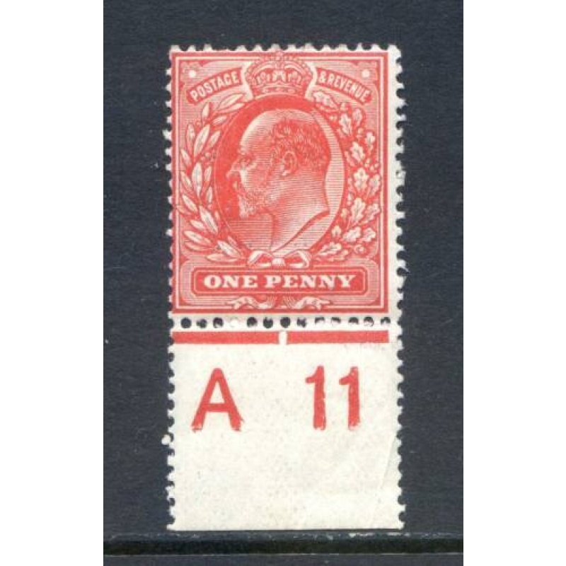 KEV11 1d Scarlet A11 (P) Control Single mounted Mint