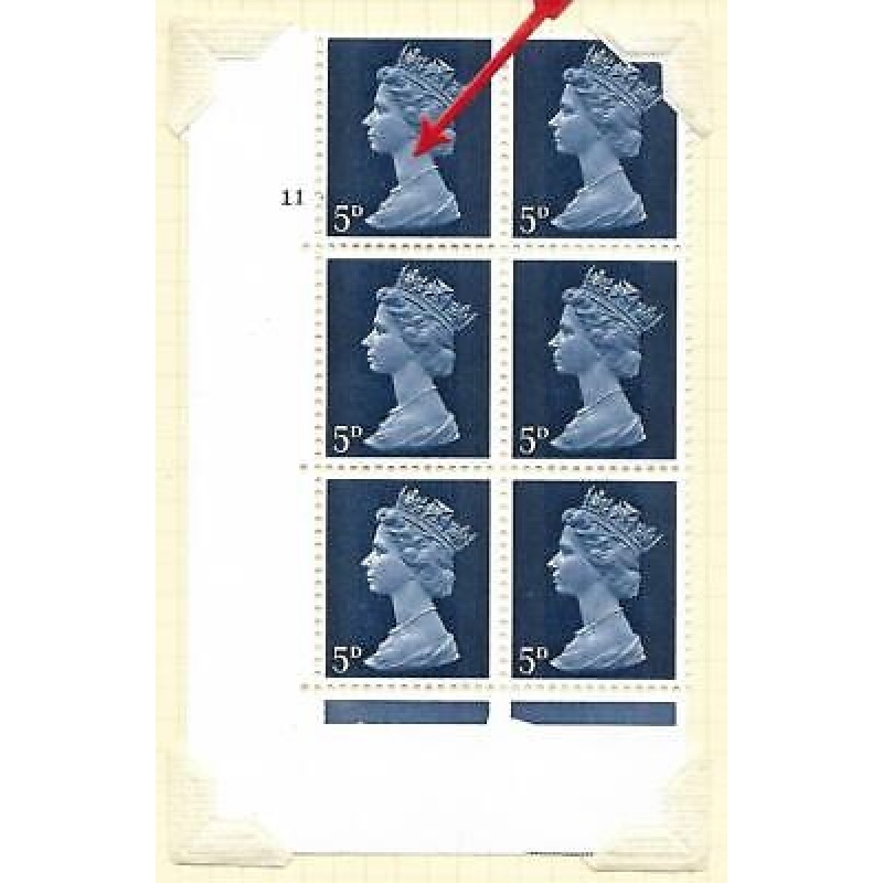 Sg U17g 5d Pre-decimal Machin - cyl 11 ND Variety - Neck retouch UNMOUNTED MINT