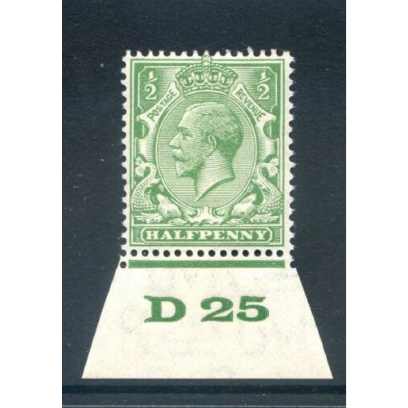 KGV 1 2d Green D25(I) Control Single mounted Mint