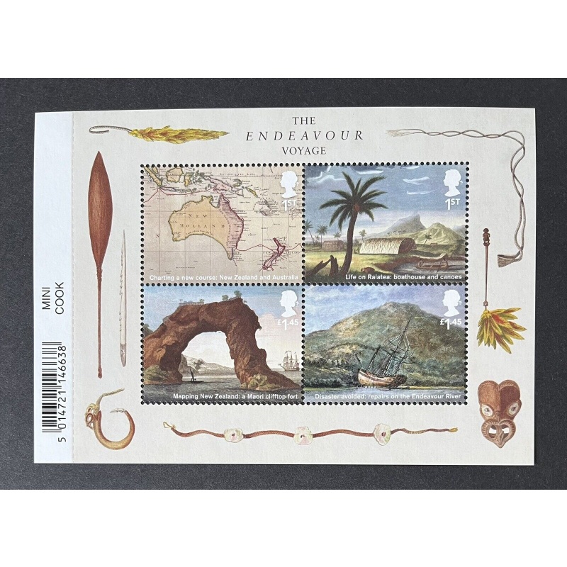 MS4124a barcode 2018 Captain Cook - Endeavour miniature sheet UNMOUNTED MINT