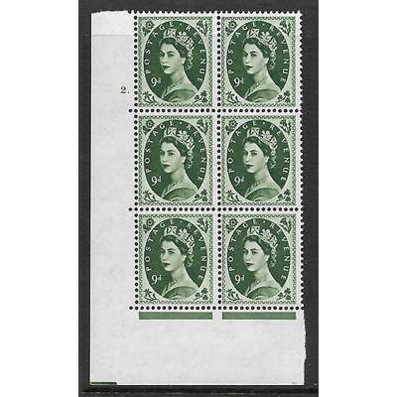 9d Wilding Multi Crown on White Cyl 2 Dot perf A(E I) UNMOUNTED MINT