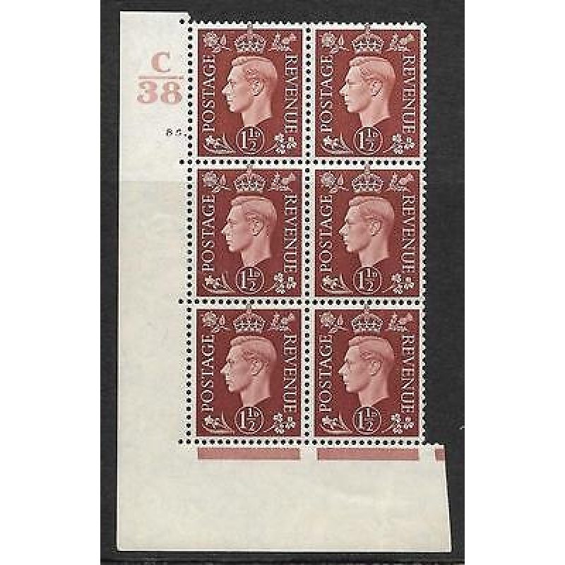 1937 1d Brown Dark colours C38 85 Dot perf 5(E I) block 6 UNMOUNTED MINT