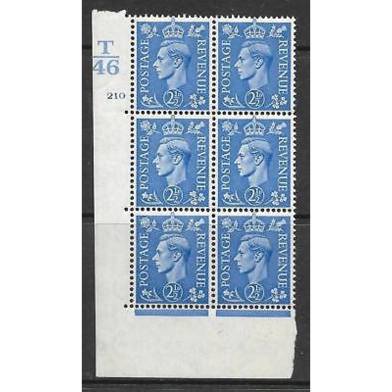 1937 2d Blue T46 210 No Dot perf 5(E I) block 6 UNMOUNTED MINT MNH