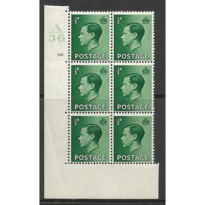 d Edward VIII A36 10 Dot with variety Lightly MOUNTED MINT in margin