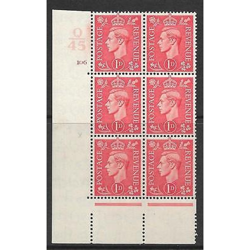 1d Pale scarlet Q45 106 No Dot cylinder block PERF 5AE(AE I) UNMOUNTED MINT