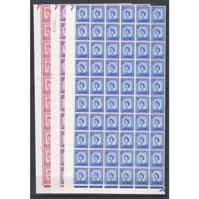 Isle of Man Cylinder Blocks in 1 4 sheets - set of 3 - 2d 3d 4d - U M