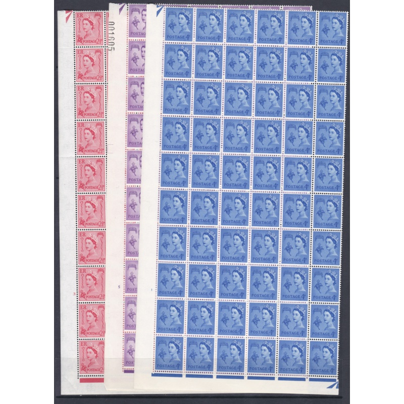 Guernsey Cylinder Blocks in 1 4 sheets - set of 3 - 2d 3d 4d - U M