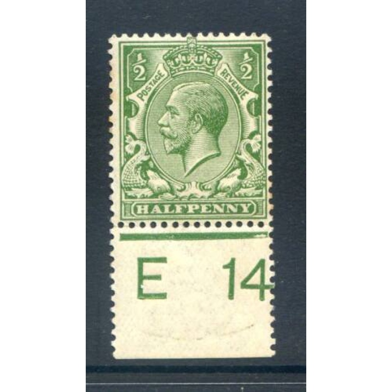 KGV 1 2d Green E14(P) Control Single Unmounted Mint