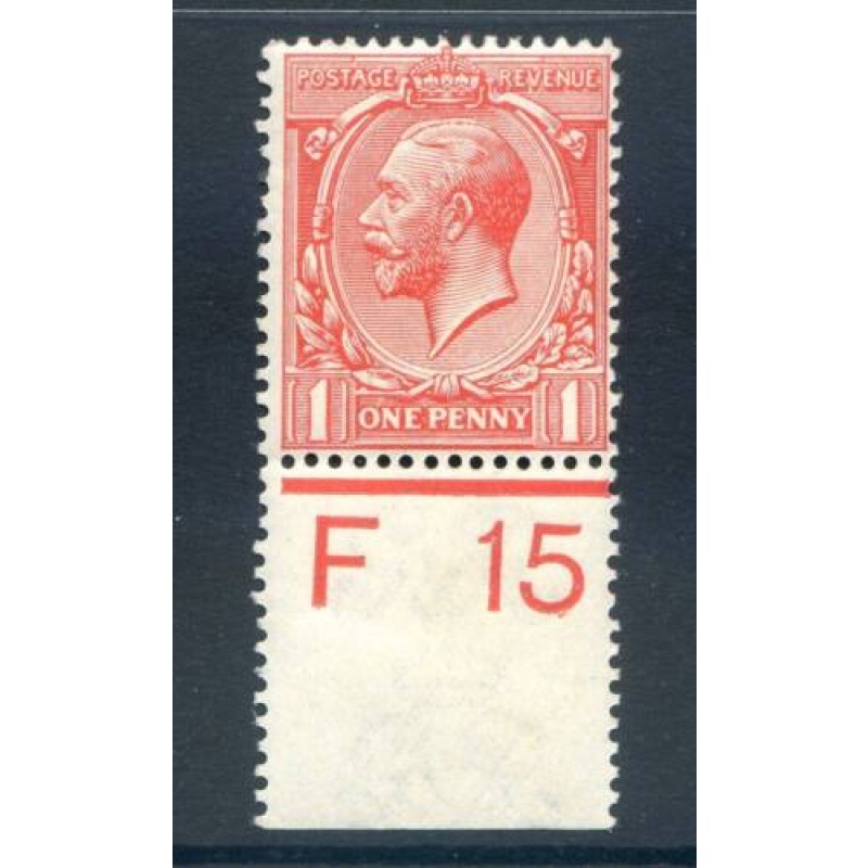 KGV 1d Scarlet F15(P) Control Single mounted Mint